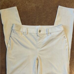 Chico's Faux Suede Women's Straight Leg Cream-colored Jeans EUC